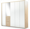 Šatní skříň NICEA 255 se zrcadlem, Bílá + Dub Artisan
