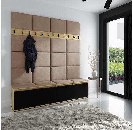 Předsíňová stěna EMI 4, Trinity 04/Artisan+černá Předsíňová stěna EMI 4, Trinity 04/Artisan+černá