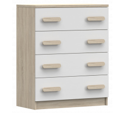 Komoda 4S SMYK III - 02, Dub Sonoma/Bílá/Sonoma