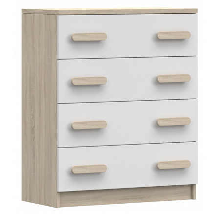 Komoda 4S SMYK III - 02, Dub Sonoma/Bílá/Sonoma