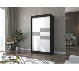 Posuvná skříň s lacobelem BATIA 120 Černá+Bílá