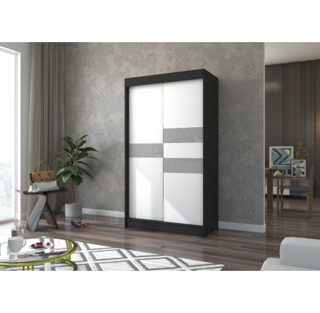 Posuvná skříň s lacobelem BATIA 120 Černá+Bílá