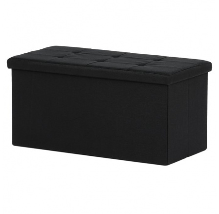 Taburet s úložným prostorem, černá, látka, TAB-462 BK2