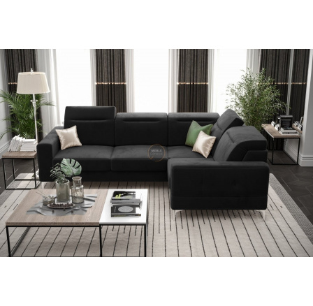 Rohová sedací souprava MALIBU 250X180 cm - černá , pravá