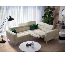 Rohová sedací souprava TOSCANIA , relax s funkcí spaní 185x250 - béžová, pravá