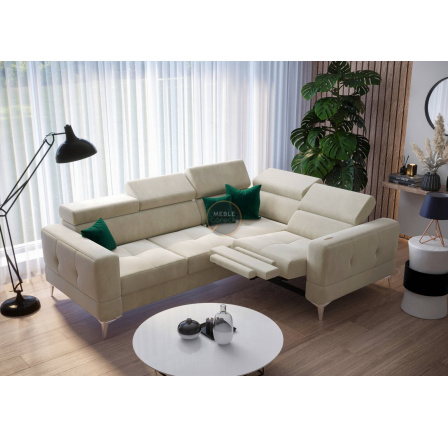 Rohová sedací souprava TOSCANIA , relax s funkcí spaní 185x250 - béžová, pravá