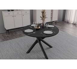 Jídelní stůl OSLO 110x110 cm, Jasan Portland/Černý mat