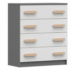 Komoda 4S SMYK II - 02, Šedá/Bílá/Sonoma