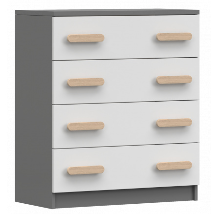 Komoda 4S SMYK II - 02, Šedá/Bílá/Sonoma