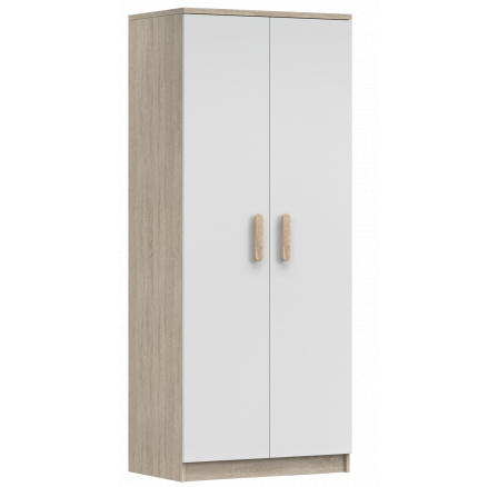 Šatní skříň 2D SMYK III - 06, Dub Sonoma/Bílá/Sonoma
