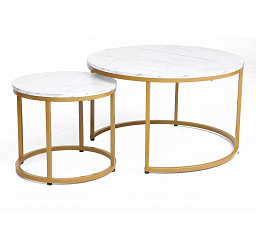 Konferenční stůl DION, efekt bílého mramoru/Zlatá