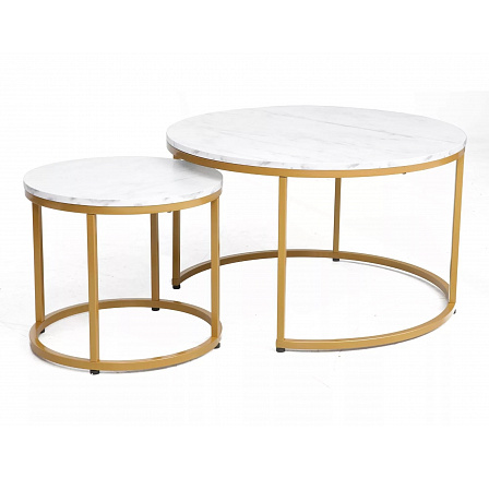 Konferenční stůl DION, efekt bílého mramoru/Zlatá