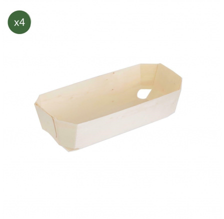 Sada 4 velkých borovicových krabiček na občerstvení Sada 4 velkých borovicových krabiček na občerstvení