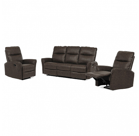 Sedací souprava, hnědá, látka vintage, ASD-4302 BR3