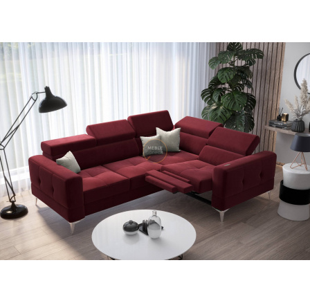 Rohová sedací souprava TOSCANIA , relax s funkcí spaní 185x250 -červená , pravá