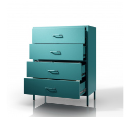 Komoda skříňka kovová mořská / tyrkysová Modern CARLA, 800 x 1015 x 400 mm