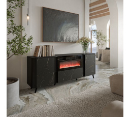 Tv komoda VOLARE 200, černý mat/ černý san sebastian