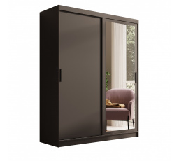 Šatní skříň s posuvnými dveřmi a zrcadlem Hailey 160 Černá+Černá