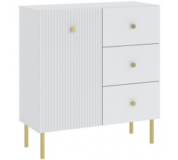 Komoda VIENA 1D3S, Bílá/Zlatá