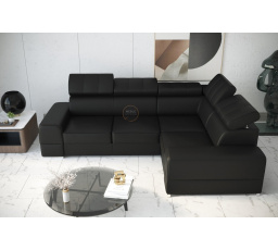 Rohová sedací souprava ROYAL II 280×210 přírodní kůže - černá kůže , pravá