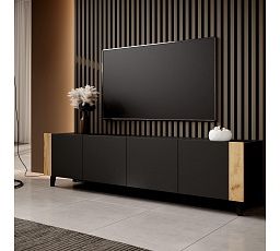 TV komoda FARO, černá matná / dub craft