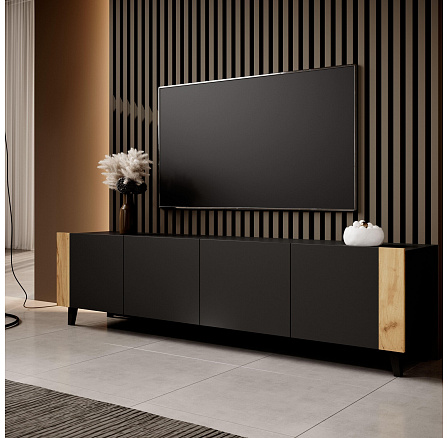 TV komoda FARO, černá matná / dub craft