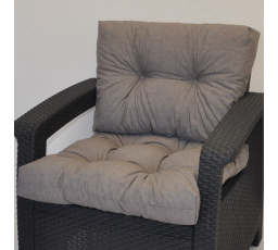 Polstr na křeslo z umělého ratanu - látka šedý melír