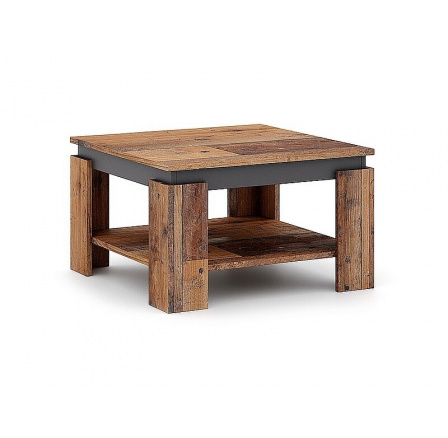 Konferenční stůl AGAVA 68x68 cm, Old wood/Matera tmavě šedá