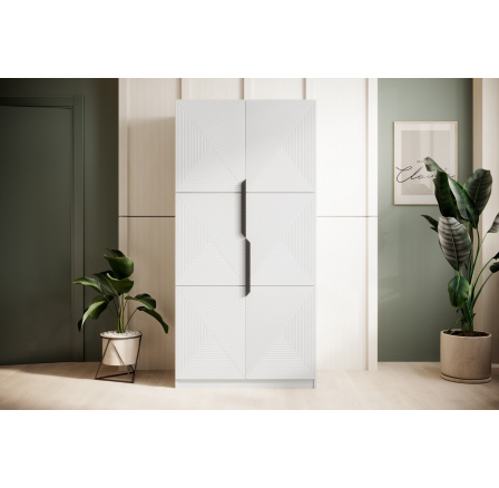 Šatní skříň Asha, bílý mat / černé úchyty