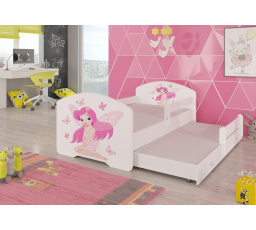 Dvojlůžko s bariérkou a matracemi PEPE II GIRL WITH WINGS 160x80 Bílá