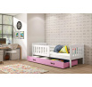 Dětská postel KUBUS 80x160 cm se šuplíkem, s matrací, Bílá/Růžová