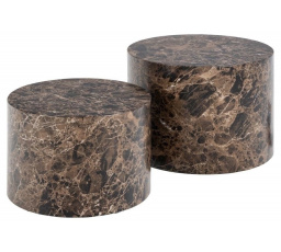 Sada 2 stolků Dice kulaté mramor hnědý