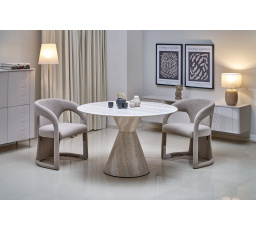 ABBOT stůl kulatý, světlý travertin