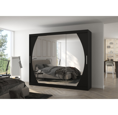 Posuvná skříň se zrcadlem CAMBE 250 Černá+Černá