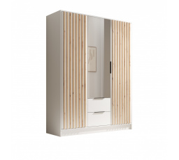 Šatní skříň Neri 150 s dveřmi a zrcadly Bílá+Bílá