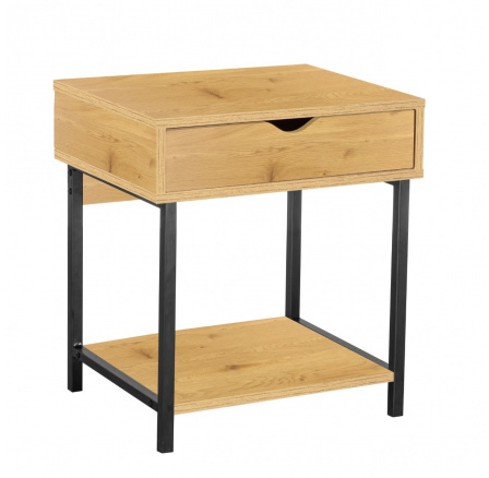 Noční stolek přírodní dub/černý rám SN6-FX