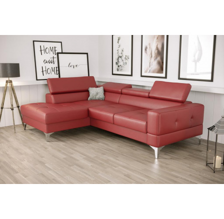 Rohová sedací souprava TOSCANIA MINI přírodní kůže 170x250 cm -červená , levá