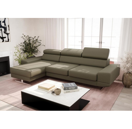 Rohová sedací souprava MILANO MINI přírodní kůže - Olivová kůže, levá