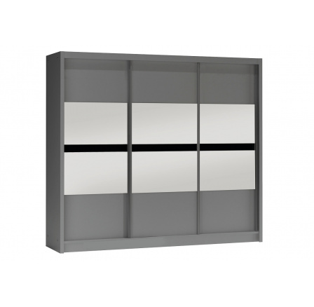 Šatní skříň BATUMI 250, grafit/grafitové zrcadlo/černé sklo Šatní skříň BATUMI 250, grafit/grafitové zrcadlo/černé sklo