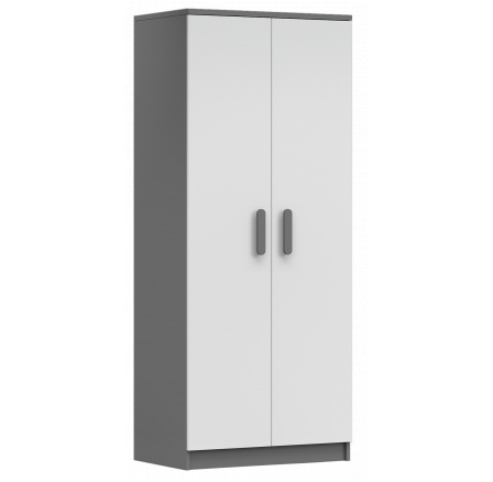 Šatní skříň 2D SMYK II - 06, Šedá/Bílá/Šedá