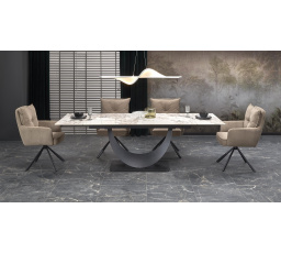 Jídelní stůl FERNANDO, Efekt bílého mramoru/Černá