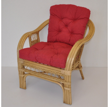 Ratanové křeslo Rio De Janeiro medové - polstr vínový melír Ratanové křeslo Rio De Janeiro medové - polstr vínový melír