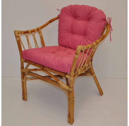 Ratanové křeslo Subaliu - polstr malinový melír Ratanové křeslo Subaliu - polstr malinový melír