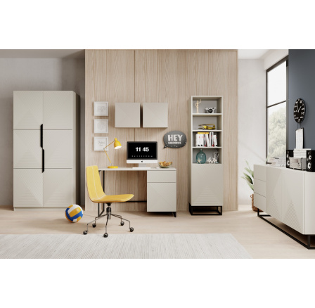 Šatní skříň Asha, kašmír / černé úchyty