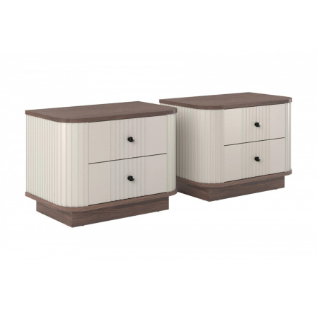 2 x VESPER NOČNÍ STOLEK 56 2SZ - kašmír mdf / ořech / černé úchyty / sokl