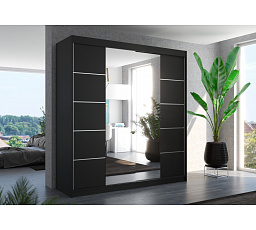 Posuvná skříň se zrcadlem DALMATIA 200 Černá+Černá