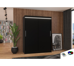 Posuvná skříň s LED osvětlením DENVER 150 Černá+Černá