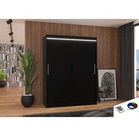 Posuvná skříň s LED osvětlením DENVER 150 Černá+Černá