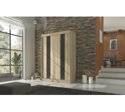 Posuvná skříň s lacobelem KAREN 150 Sonoma+Černý Lacobel