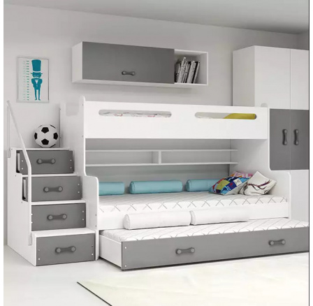 Dětská patrová postel MAX 3 Grafit, 3 místná 120 X 200 Dětská patrová postel MAX 3 Grafit, 3 místná 120 X 200